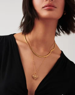 Ridge Heart Chain Necklace Set