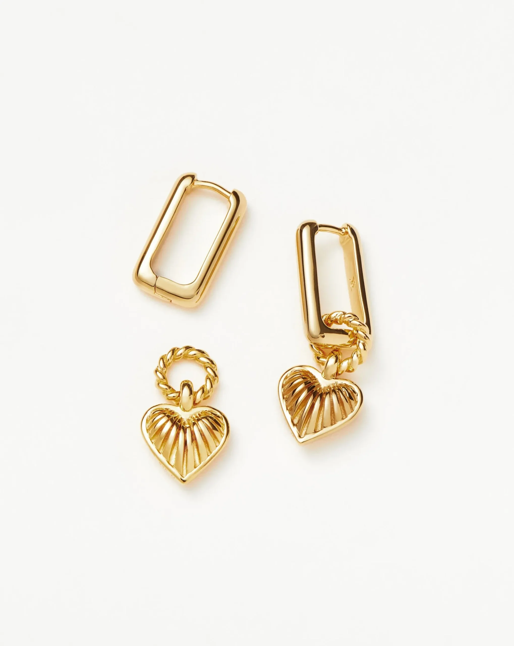 Ridge Heart Charm Earrings