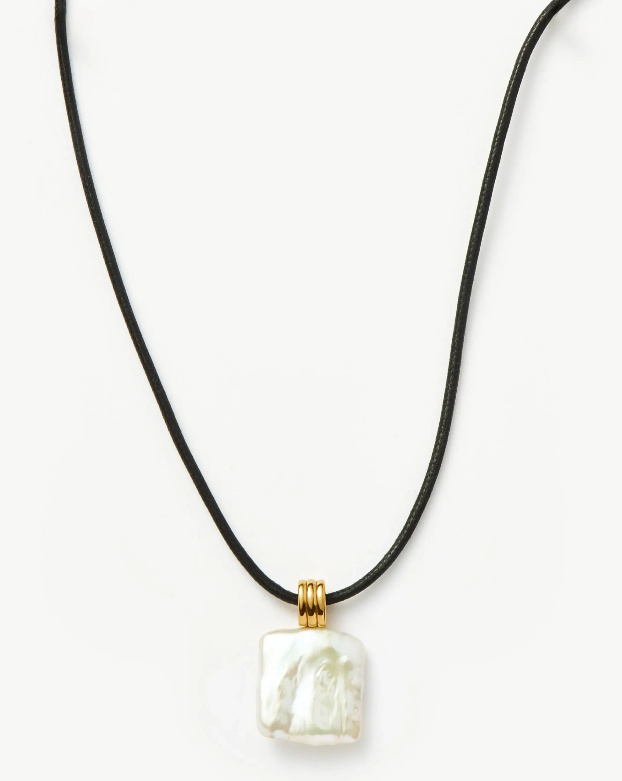 Square Pearl Pendant Cord Necklace