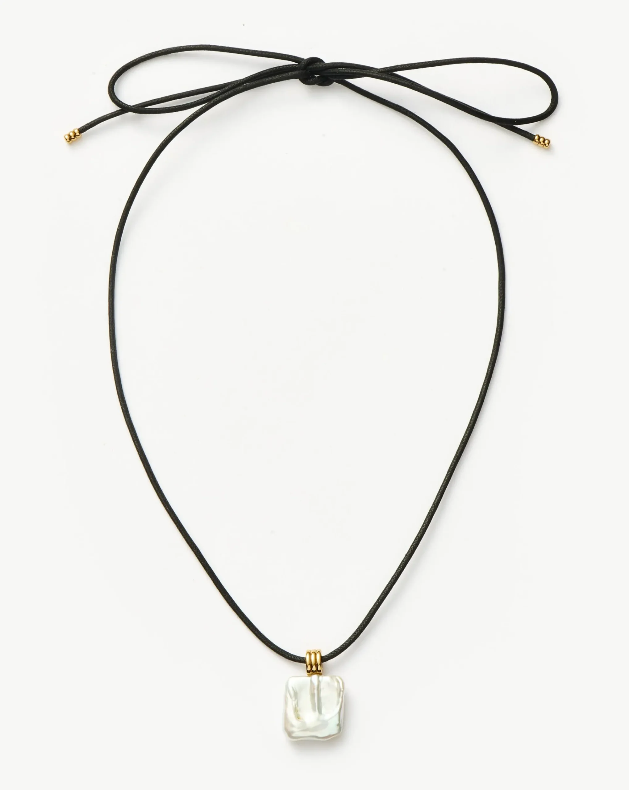 Square Pearl Pendant Cord Necklace