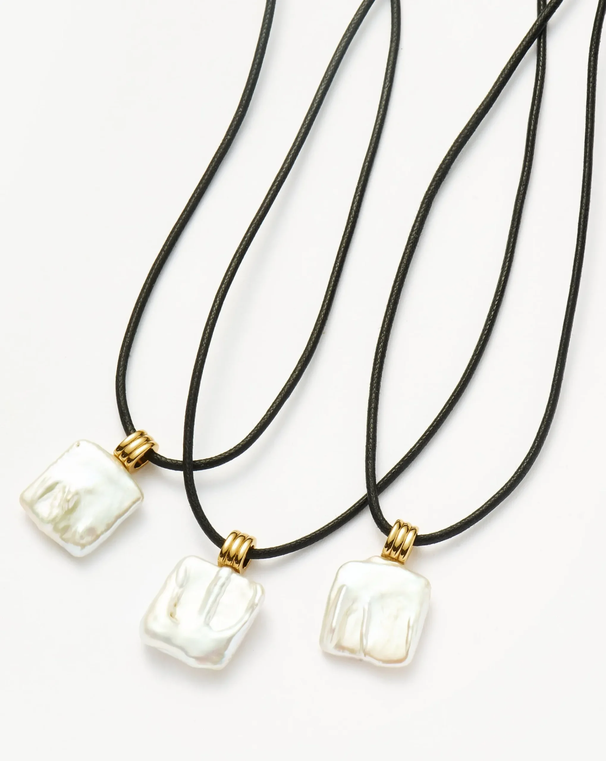 Square Pearl Pendant Cord Necklace