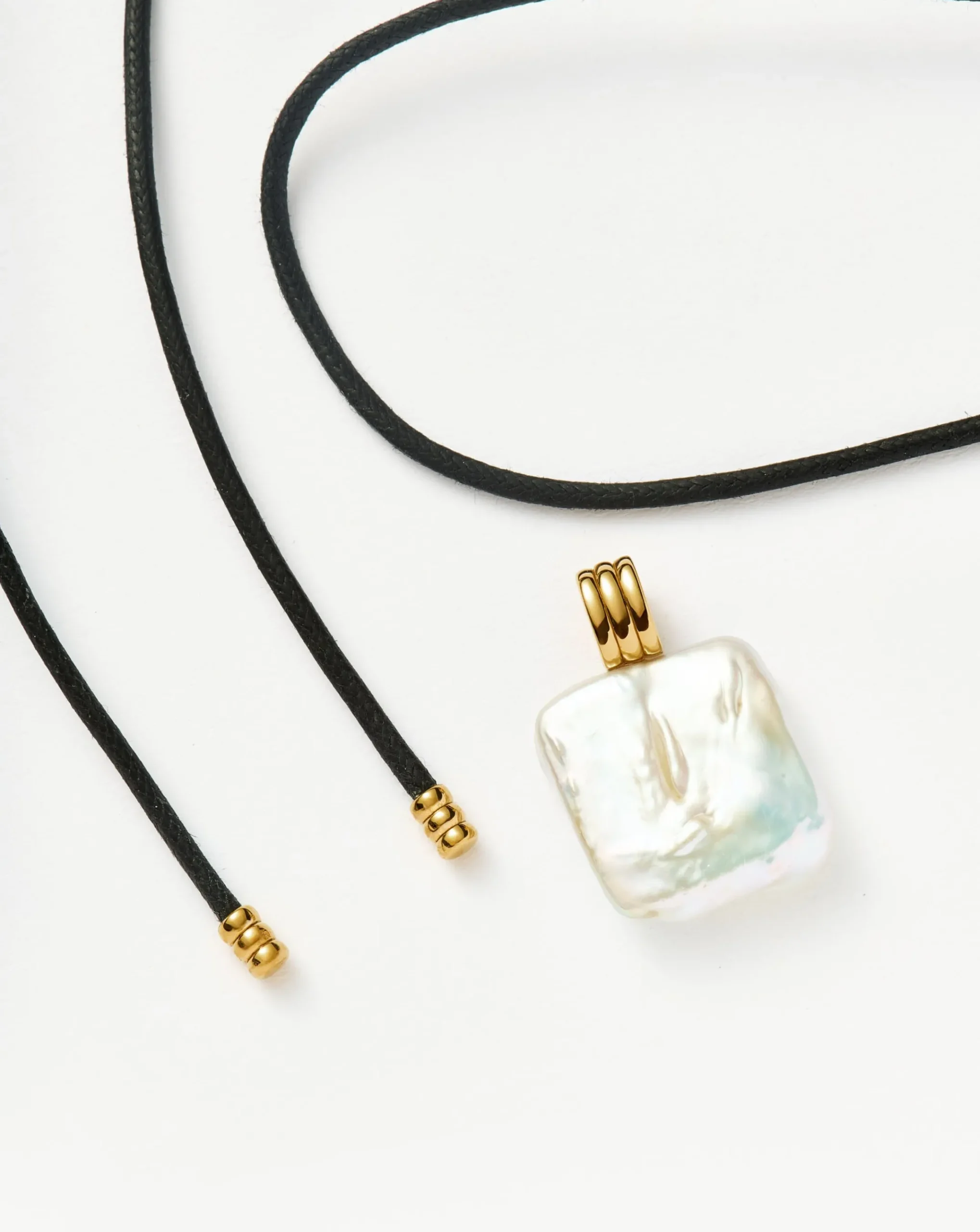 Square Pearl Pendant Cord Necklace