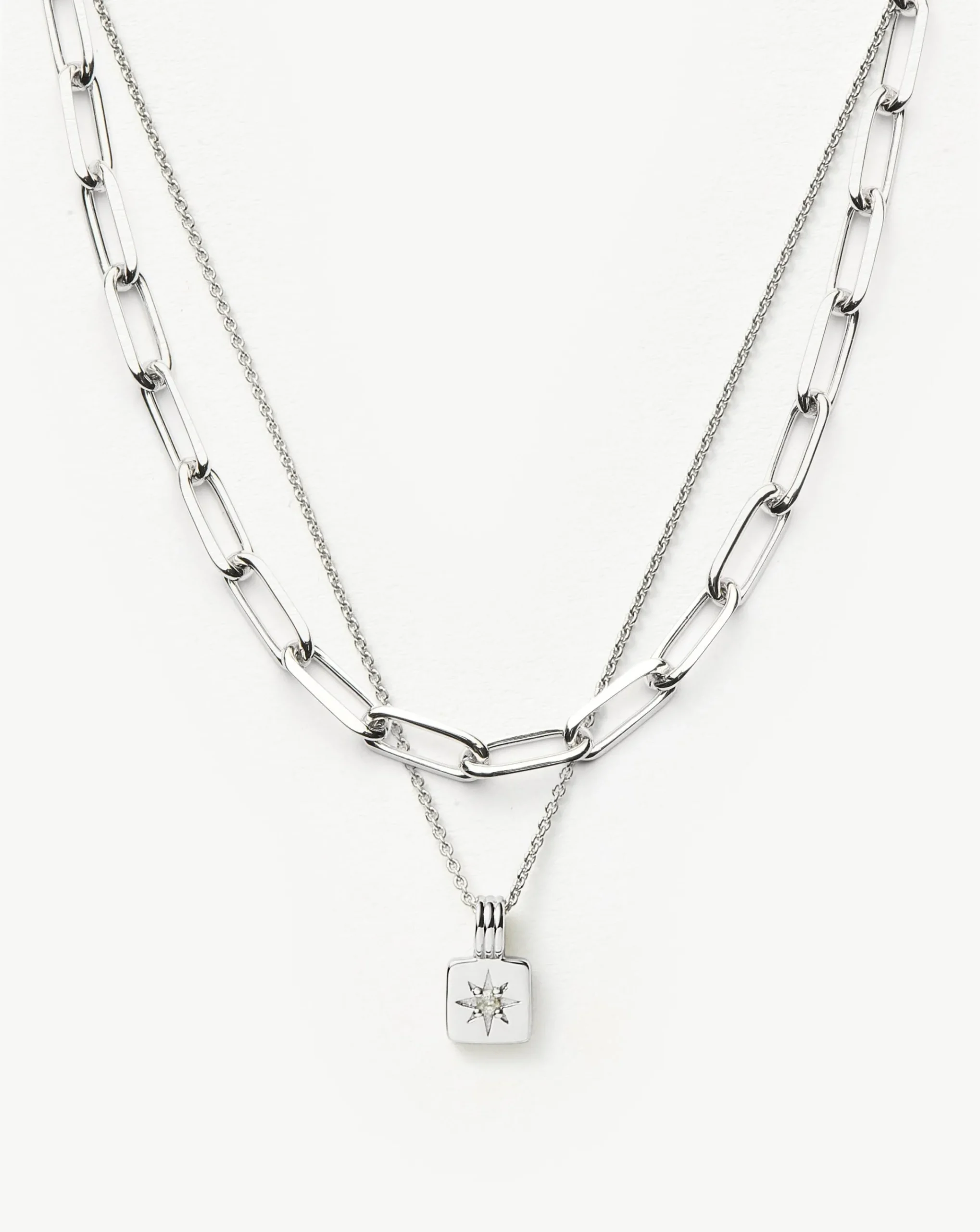 Star Ridge & Paperclip Chain Necklace Set
