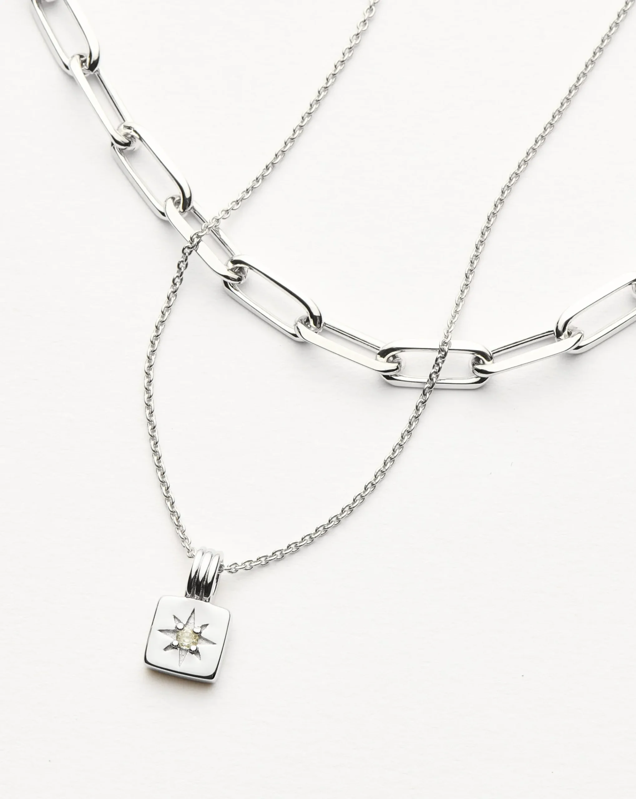 Star Ridge & Paperclip Chain Necklace Set