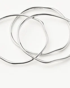 Trio Molten Ripple Bangle Bracelet Set