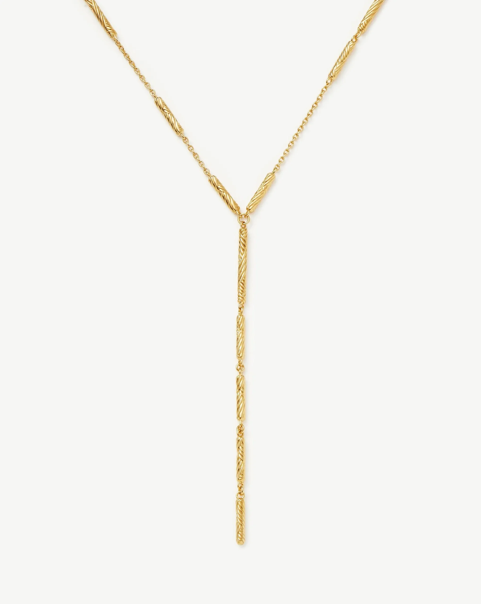 Wavy Ridge Lariat Chain Necklace