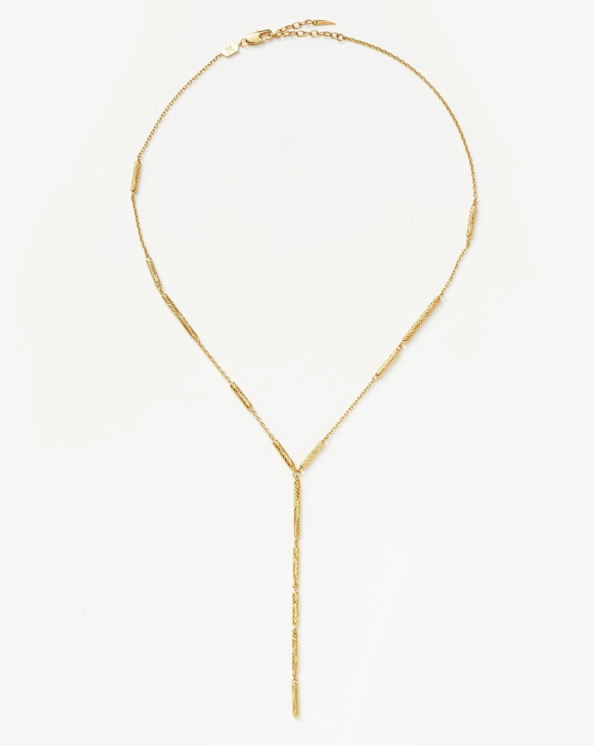 Wavy Ridge Lariat Chain Necklace